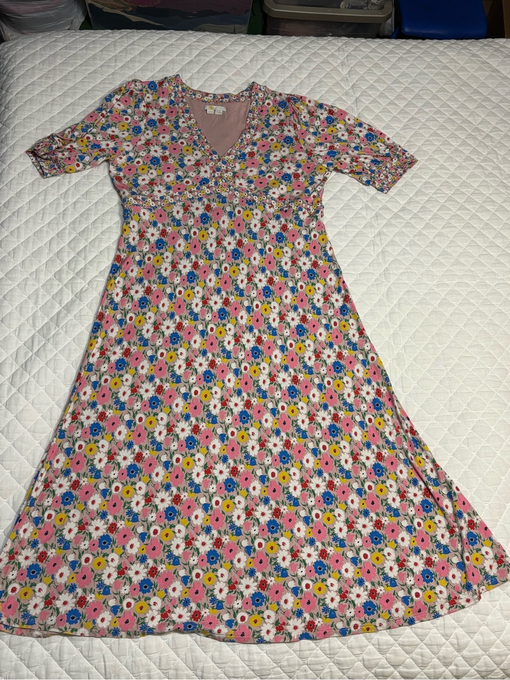 EUC Boden Floral V-Neck Maxi Dress in Pink Size 16/18R